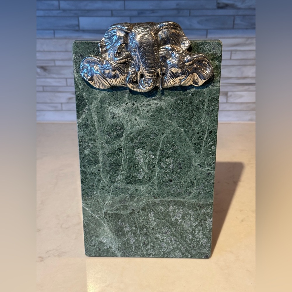 🧀VINTAGE ARTHUR COURT GREEN MARBLE ELEPHANT CHEESE BOARD